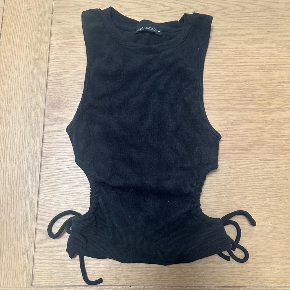 Zara Black Cutout Tank with Ties